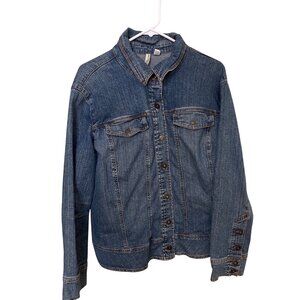 Bay Womens Denim Jacket 1X Stretch Blue Western Cowgirl Rodeo‎